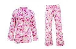 China 100% Cotton Flannel Button Up Womens Pyjama Sets With Piping And Long Pants supplier