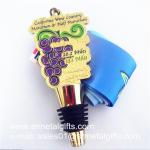 Functional Metal Wine Bottle Stopper Medal With Colour filled and V neck ribbon for sale
