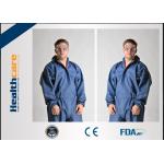 Dark Blue Disposable Chemical Protective Coverall SMS Clothing With Hood And Elastic Wrist for sale