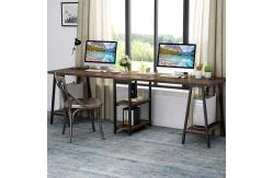 China Metal Frame Modern Workstation Desk Brown Pvc Edging With Shelves supplier