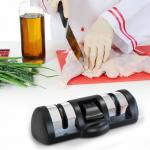 Universal Black Manual Professional Knife Sharpener Stainless Steel With Suction Pad