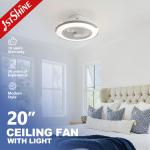 20 Inch 220V High Airflow Flush Mounted LED Ceiling Fan with Light Bedroom for sale