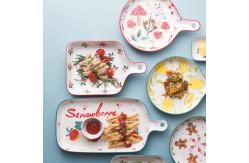 China Custom Printing Ceramic Plate Set , Pizza Ceramic Bake Pan With Double Handle OEM supplier