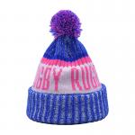 100% Acrylic Pom Knitted Fashion Beanie Hat Custom OEM Jacquard Logo for sale