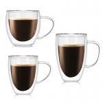 450ml Insulated Borosilicate Double Wall Glass Cup for sale