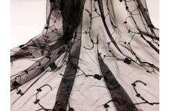 China Nylon Black Stretch Lace Fabric By The Yard Embroidered Tulle Netting With Flower supplier