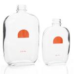 Custom 50ml 200ml Small Glass Juice Bottles Flat With Screw Lid for sale