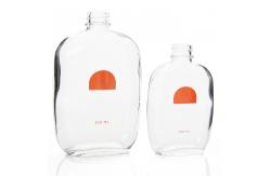 China Custom 50ml 200ml Small Glass Juice Bottles Flat With Screw Lid supplier