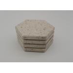 Hexagonal Terrazzo Coasters Set Diameter 11cm Backside With Rubber Pads