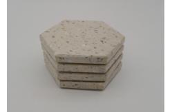 China Hexagonal Terrazzo Coasters Set Diameter 11cm Backside With Rubber Pads supplier