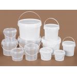 0.8-1.5mm Thickness Round Plastic Bucket With Plastic / Metal Handle Customized Logo for sale