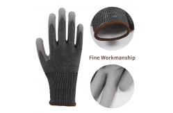 China Construction PU Coating Gloves Wear Resistant Grey Polyester Liner Gloves supplier