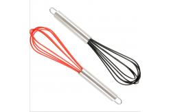 China Practical Kitchen Tools 10  Food Silicone Egg Beater Stainless Steel Handle Hand Mixer supplier