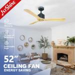 52 Inch 5 Speed Ceiling Fan with Remote Control and Solid Wood Blades NO Private Mold for sale