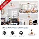 3 Clear Blades Golden modern retractable ceiling fan With LED Light