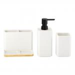 Sand Stone Base White Polyresin Bathroom Caddy with Certification BSCI Soap Dispenser for sale