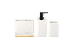 China Sand Stone Base White Polyresin Bathroom Caddy with Certification BSCI Soap Dispenser supplier