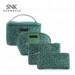 4 Pieces PU Leather Cosmetic Mesh Travel Makeup Bag Sets for sale