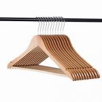 China REACH Shoulder Grooves Dark Walnut Wood Coat Hangers For Garments manufacturer