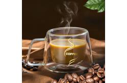 China Handmade Glass Cappuccino Cups , Pyrex Double Walled Glasses With Handles supplier