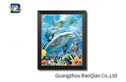China High Definition 3D 5D Lenticular Dolphin Pictures With Black PS Frame supplier