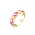 Enamel Evil Eye Ring Gold Plated