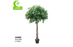 China Fire Retardant Aesthetic Faux Ficus Plant , 8ft Artificial Palm Tree In Green supplier