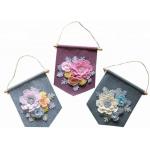 Handmade Felt Wall Hanging Banner Decorative 9.5*9.5 Inch With Flower Decor for sale