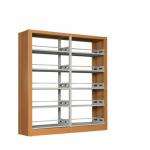 China Adjustable Plate 6 Layers Metal Woodgrain Library Bookshelves for sale