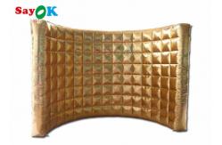 China Portable Golden Inflatable Photo Booth Wall Led Lighting Curve Backdrop Photobooth Enclosure supplier