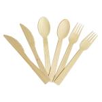 140mm 160mm Birch Disposable Spoon Fork Knife Set Wooden Cutlery for Custom Printing for sale