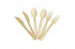 China Biodegradable 160cm Wood Spoon Tableware 25PCS WoodenFork Disposable Cutlery supplier