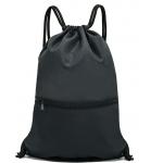 Recyclable and Durable Black Waterproof Lager Capacity  Drawstring Backpack Bag