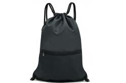 China Recyclable and Durable Black Waterproof Lager Capacity  Drawstring Backpack Bag supplier