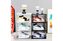 China Transparent Acrylic Plastic Stackable Drop Front Clear Shoe Box For Display supplier