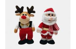 China Singing Dancing Wiggly Santa And Reindeer 32cm With PP Cotton Inside supplier