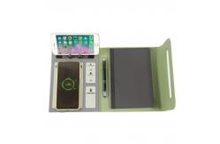 China Hot Selling Business Notebook Power Bank Business Wireless Charging Notebook With Phone Holder supplier