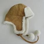 Manufacturer customized shearling sheepskin trapper fun winter hat for sale