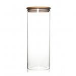 New Arrival Jar Food Storage Canister Transparent Borosilicate Glass With Bamboo Cover for sale