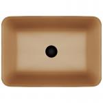 Rectangular Above Counter Bathroom Sink Bowls Brown Glass Vessel Tasteful Acid Matt