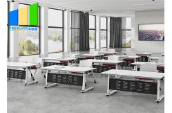 China 1600mm Mobile Foldable Office Desk School Training Room Table With Storage Layer supplier