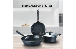 China Multi Function Black Flat Bottom 3PCS Frying Non Stick  Kitchen Cookware Sets supplier