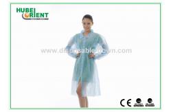 China Disposable Protective Nonwoven Lab Coat With Snap Closure supplier