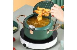 China Kitchen Green Deep Frying Pots Temperature Control Stainless Steel Cooking Pot supplier