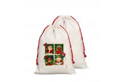 China Custom Logo Linen Sublimation Drawstring Bag Santa Sacks Sublimation Blank Christmas Gift Bags supplier
