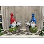 OEM / ODM Magnesium Oxide Garden Statue Gnome Riding On Turtle Statue