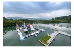 China Blue / Red And White Giant Inflatable Water Park For Business CE UL supplier