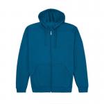High Quality Bule Polyester Cotton Full Zip Design Mens Hoodies Jackets with Pocket