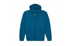 China High Quality Bule Polyester Cotton Full Zip Design Mens Hoodies Jackets with Pocket supplier