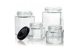 China Empty Hexagonal Honey Jar Transparent Glass Can  Glass Sealed Jar supplier